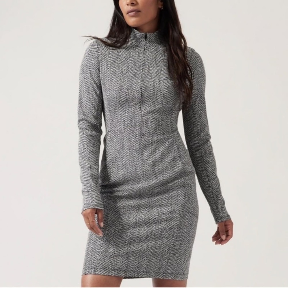 Athleta Delancey Textured Dress Long Sleeve Braiden Black Bodycon XS